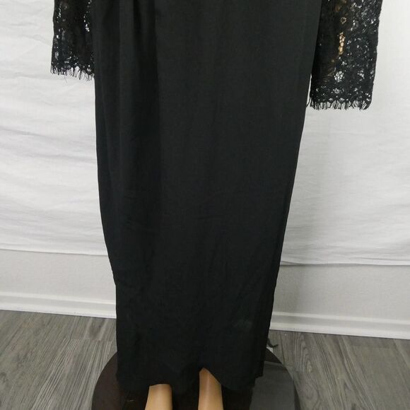 City Chic Elegant Lave Long Sleeve Dress Black Sweetheart Neck Lined Layered 26 - Picture 7 of 9